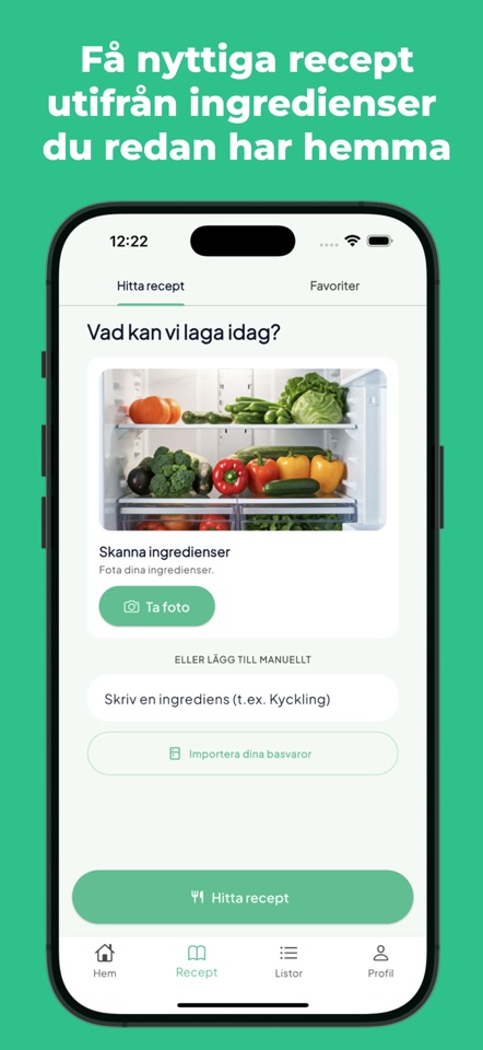 RecipeGo skapar nyttiga recept från ingredienser.
